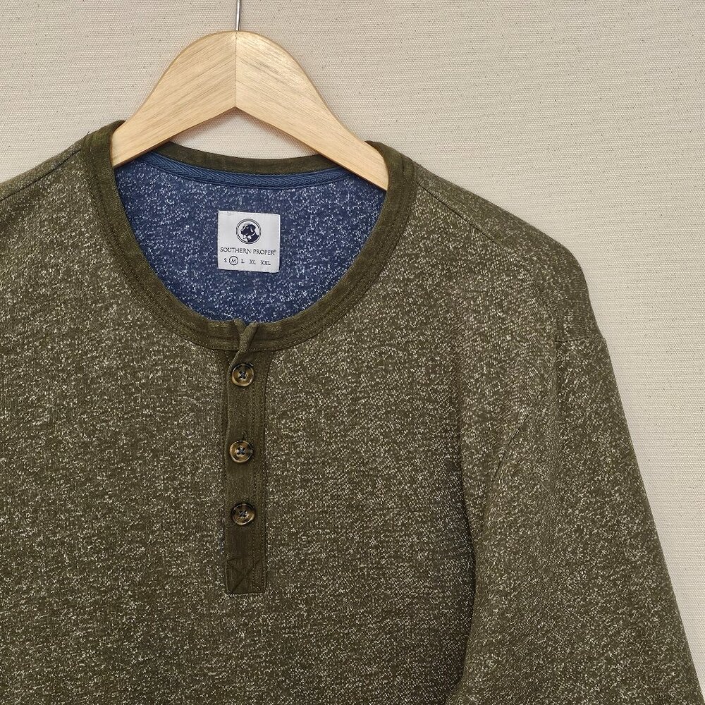 Southern Proper Long Sleeve Elbow Patch Henley M
